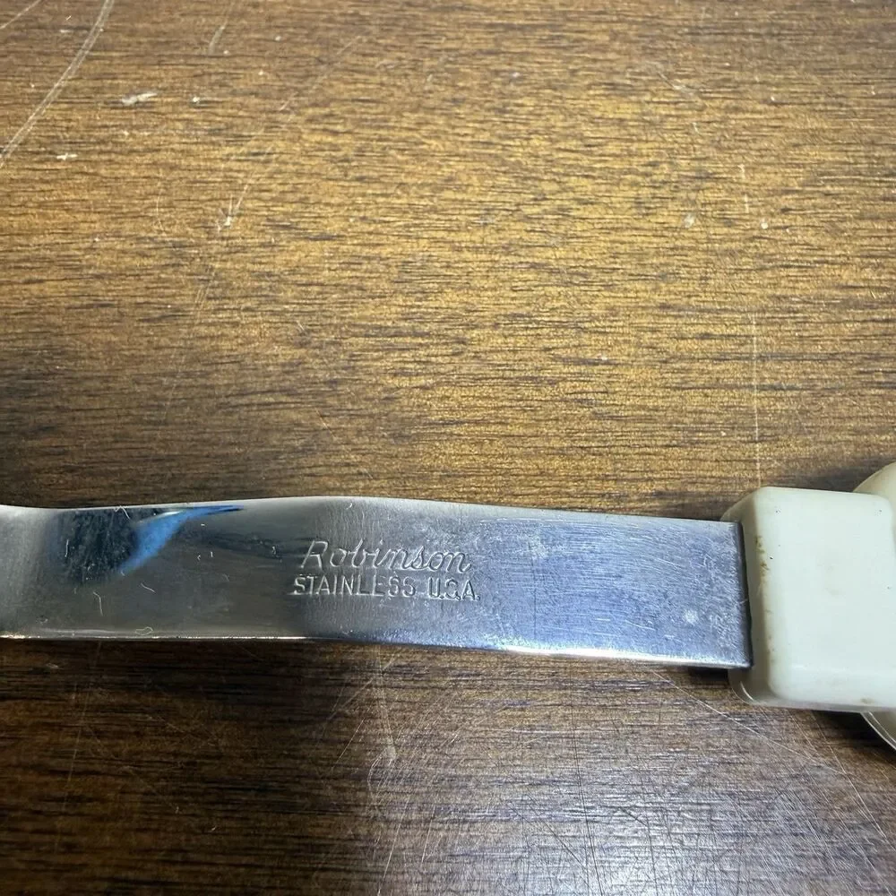 Vintage Robinson Stainless 12 Pie Server Serrated Spatula Floral Handle Cottage